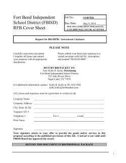 Fort Bend Independent School District (FBISD) RFB Cover Sheet