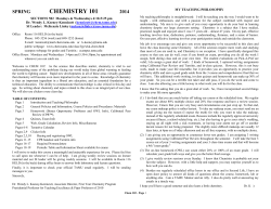 CHEMISTRY 101 SPRING 2014