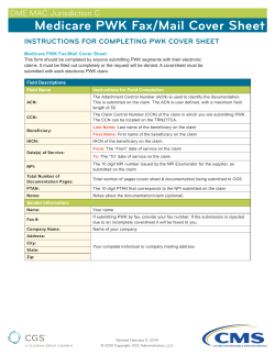 Medicare PWK Fax/Mail Cover Sheet DME MAC Jurisdiction C