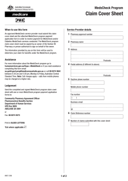 Claim Cover Sheet MedsCheck Program When to use this form Service Provider details