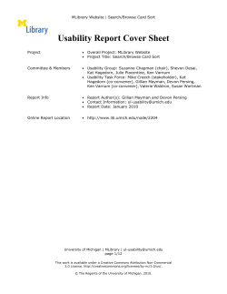 Usability Report Cover Sheet