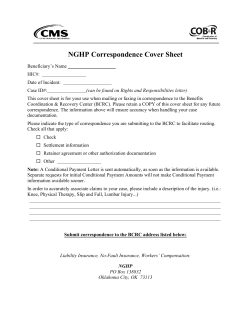 NGHP Correspondence Cover Sheet