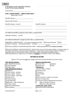 CIVIL COVER SHEET – NEW FILING ONLY