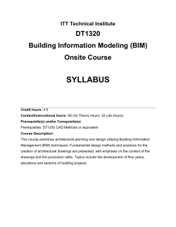 SYLLABUS DT1320 Building Information Modeling (BIM) Onsite Course