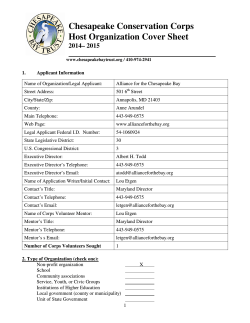 Chesapeake Conservation Corps Host Organization Cover Sheet  2014– 2015