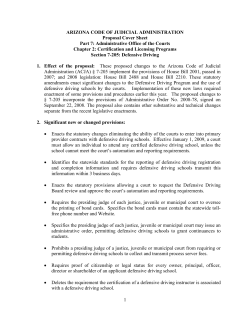 ARIZONA CODE OF JUDICIAL ADMINISTRATION Proposal Cover Sheet
