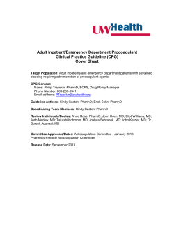 Adult Inpatient/Emergency Department Procoagulant Clinical Practice Guideline (CPG) Cover Sheet