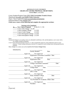 Curriculum Trends &amp; Issues Department Secondary and Middle Grades Education