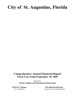 City of  St. Augustine, Florida  Comprehensive Annual Financial Report