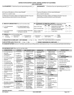 UNITED STATES DISTRICT COURT, CENTRAL DISTRICT OF CALIFORNIA CIVIL COVER SHEET