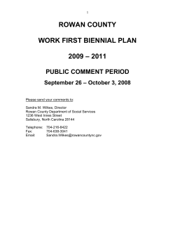ROWAN COUNTY  WORK FIRST BIENNIAL PLAN 2009 – 2011