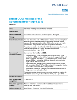 PAPER 11.0 Barnet CCG: meeting of the Governing Body 4 April 2013