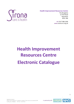 Health Improvement Resources Centre Electronic Catalogue