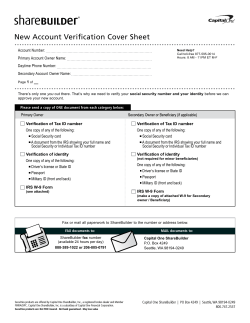 New Account Verification Cover Sheet