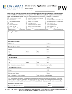 PW Public Works Application Cover Sheet