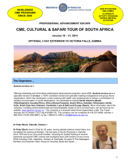 CME, CULTURAL &amp; SAFARI TOUR OF SOUTH AFRICA