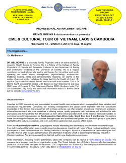 CME &amp; CULTURAL TOUR OF VIETNAM, LAOS &amp; CAMBODIA
