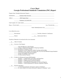 Cover Sheet Georgia Professional Standards Commission (PSC) Report