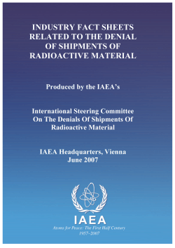 INDUSTRY FACT SHEETS RELATED TO THE DENIAL OF SHIPMENTS OF RADIOACTIVE MATERIAL