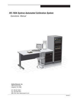 RS-703A Syntron Automated Calibration System Operations  Manual