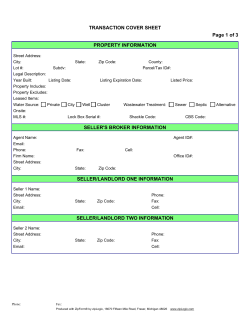 TRANSACTION COVER SHEET Page 1 of 3 PROPERTY INFORMATION
