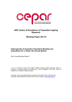 ARC Centre of Excellence in Population Ageing Research Working Paper 2011/3