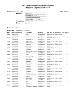 IR-4 Ornamental Horticulture Program Research Report Cover Sheet