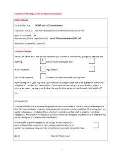 Cover sheet for response to an Ofcom consultation BASIC DETAILS