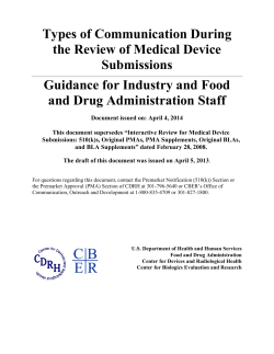 Types of Communication During the Review of Medical Device Submissions