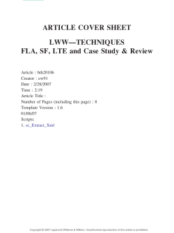 ARTICLE COVER SHEET LWW—TECHNIQUES FLA, SF, LTE and Case Study &amp; Review