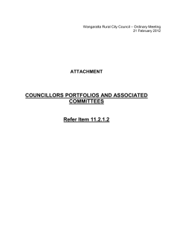 COUNCILLORS PORTFOLIOS AND ASSOCIATED COMMITTEES Refer Item 11.2.1.2
