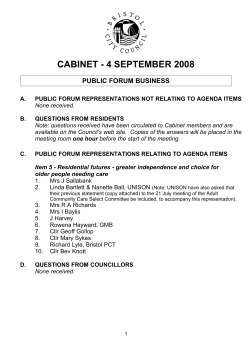 CABINET - 4 SEPTEMBER 2008 PUBLIC FORUM BUSINESS
