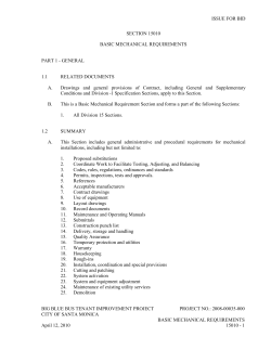 ISSUE FOR BID SECTION 15010 BASIC MECHANICAL REQUIREMENTS PART 1 - GENERAL