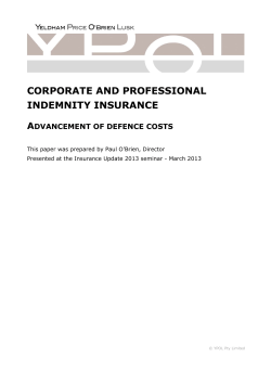 CORPORATE AND PROFESSIONAL INDEMNITY INSURANCE A