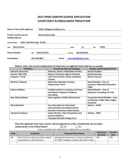 2013 OPSB CHARTER SCHOOL APPLICATION COVER SHEET &amp; ENROLLMENT PROJECTION