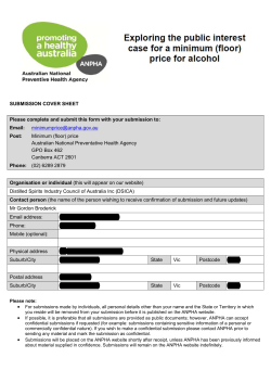 Minimum (floor) price Australian National Preventative Health Agency GPO Box 462