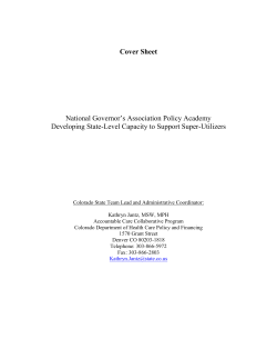 Cover Sheet  National Governor’s Association Policy Academy