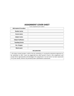 ASSIGNMENT COVER SHEET  