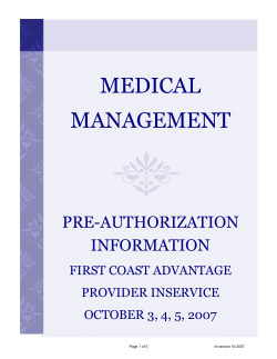 MEDICAL MANAGEMENT  PRE-AUTHORIZATION