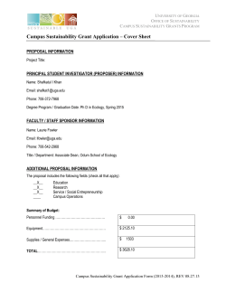Campus Sustainability Grant Application – Cover Sheet U G
