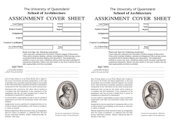 ASSIGNMENT  COVER  SHEET School of Architecture The University of Queensland