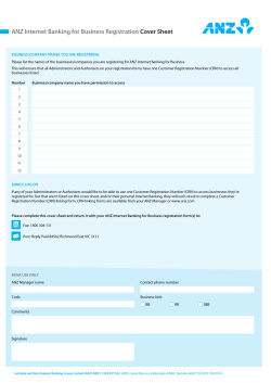 ANZ Internet Banking for Business Registration Cover Sheet