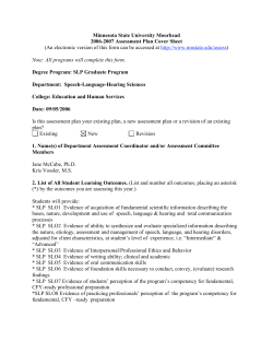 Minnesota State University Moorhead 2006-2007 Assessment Plan Cover Sheet