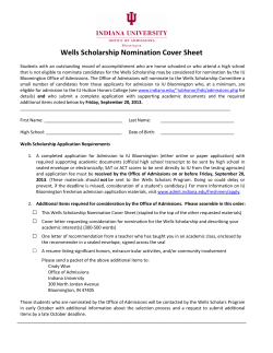 Wells Scholarship Nomination Cover Sheet