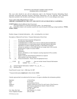 MUNICIPAL SECONDARY MARKET DISCLOSURE INFORMATION COVER SHEET