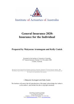 General Insurance 2020: Insurance for the Individual
