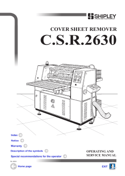 C.S.R.2630 COVER SHEET REMOVER OPERATING AND SERVICE MANUAL