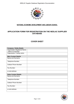 APPLICATION FORM FOR REGISTRATION ON THE NEDLAC SUPPLIER DATABASE  COVER SHEET