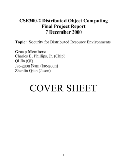 COVER SHEET CSE300-2 Distributed Object Computing Final Project Report 7 December 2000