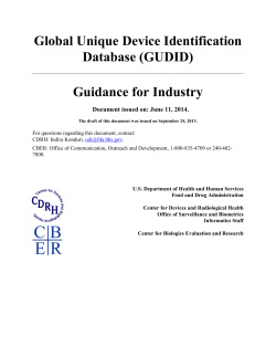 Global Unique Device Identification Database (GUDID) Guidance for Industry